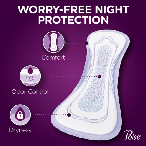 Poise Overnight Incontinence Pads For Women Ultimate Absorbency Bladder Control Pads Perspective: left