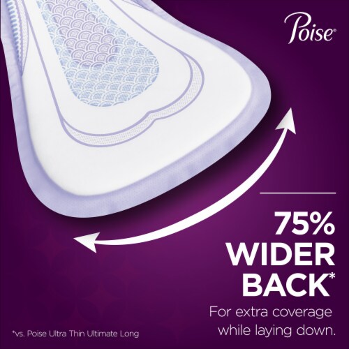 Poise Overnight Incontinence Pads For Women Ultimate Absorbency Bladder Control Pads Perspective: left