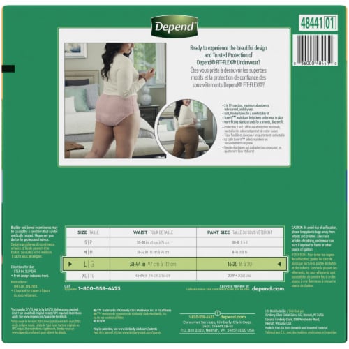  Depend FIT-FLEX Incontinence Underwear for Women, Disposable,  Maximum Absorbency, XL, Blush, 38 Count : Health & Household