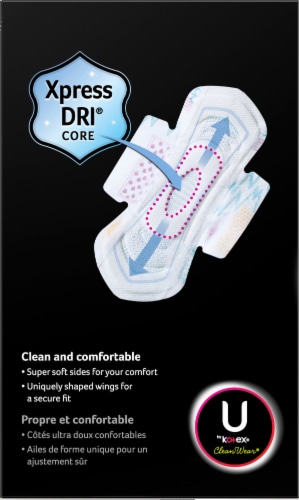 U by Kotex CleanWear Regular Ultra Thin Pads with Wings Perspective: left