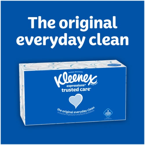 Kleenex Trusted Care Everyday Facial Tissues, 1 Flat Box (160 Total  Tissues) 