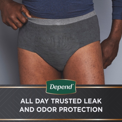 Depend Real Fit Incontinence Underwear Disposable Maximum L/XL Black and Grey Underwear Perspective: left