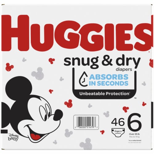 Huggies Snug & Dry Baby Diapers, Size 6 (35+ lbs) Perspective: left