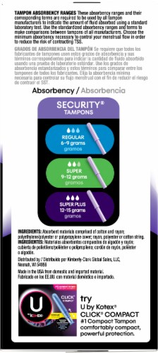 U By Kotex Security Regular Unscented Tampons Perspective: left