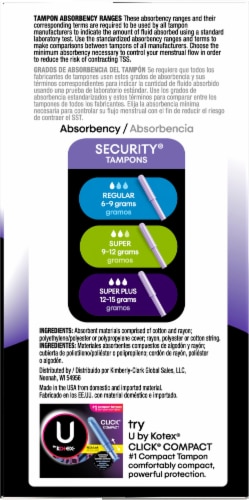 U By Kotex Security Super Unscented Tampons Perspective: left