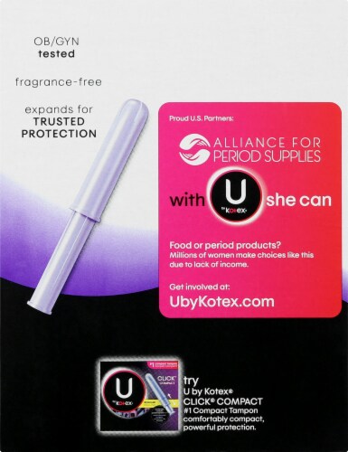U By Kotex Security Regular Unscented Tampons Perspective: left