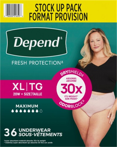 Depend® Incontinence Underwear for Women Max Absorbency Extra Large Blush Perspective: left