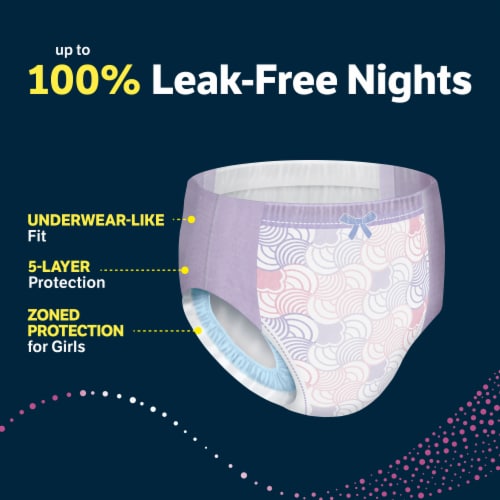 Goodnites Girls' Nighttime Bedwetting Underwear Size Large (68-95 lbs) Perspective: left