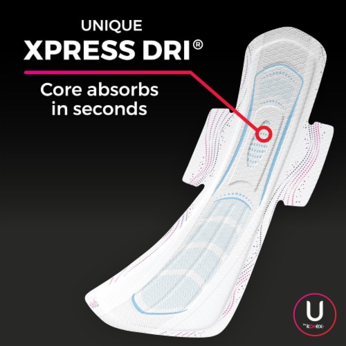 U by Kotex AllNighter Ultra Thin Overnight Feminine Pads with Wings Perspective: left