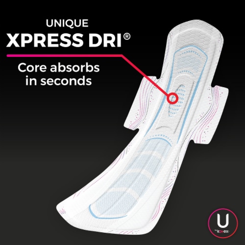 U by Kotex AllNighter Ultra Thin Overnight Pads with Wings Perspective: left