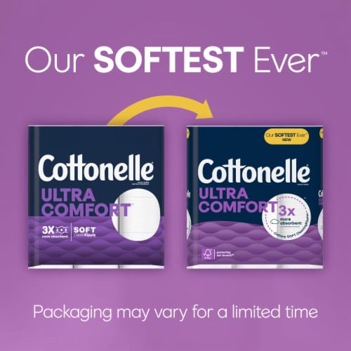 Cottonelle Ultra Comfort Toilet Paper Strong Toilet Tissue Mega Rolls Perspective: left