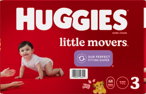 Huggies Little Movers Baby Diapers, Size 3 (16-28 lbs) Perspective: left