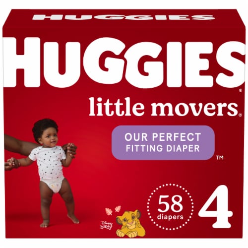 Huggies Little Movers Baby Diapers, Size 4 (22-37 lbs) Perspective: left