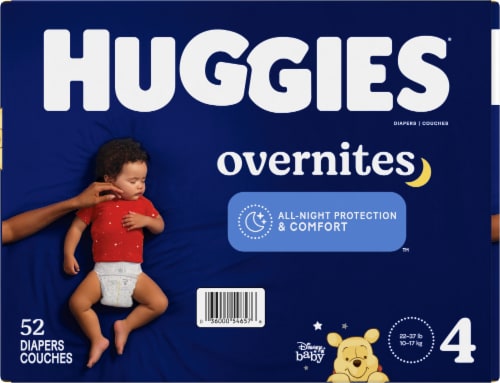 Huggies OverNites Baby Diapers, Size 4 (22-37 lbs) Perspective: left
