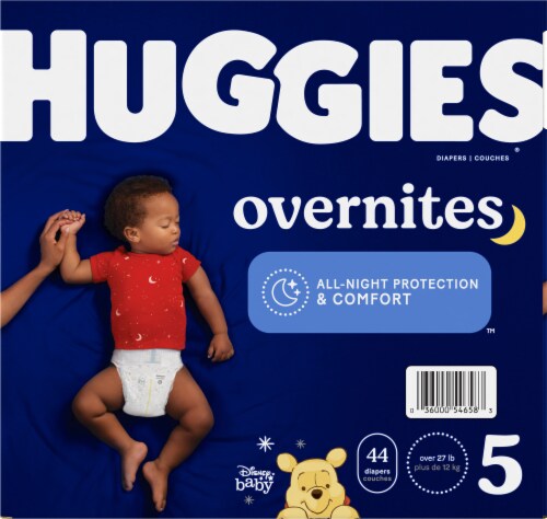 Huggies OverNites Baby Diapers, Size 5 (27+ lbs) Perspective: left