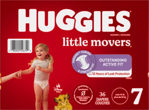Huggies® Little Movers Baby Diapers, Size 7 (41+ lbs) Perspective: left