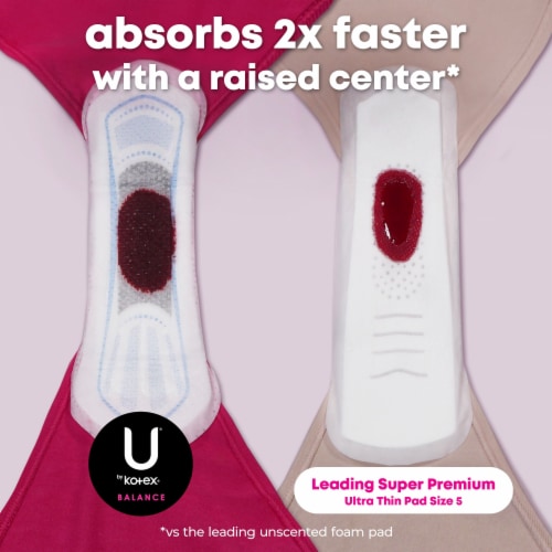 U by Kotex Balance Ultra Thin Regular Absorbency Pads with Wings Perspective: left