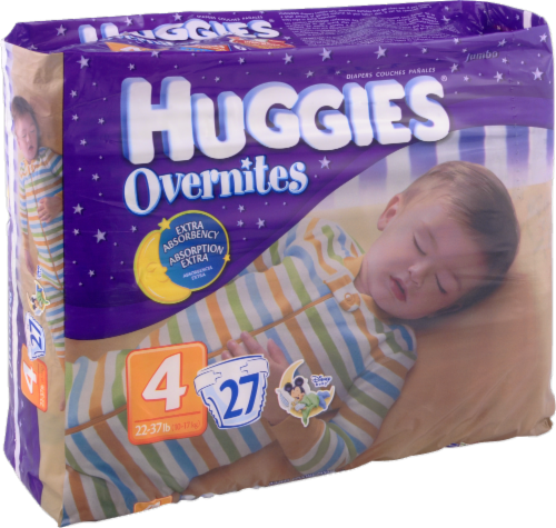 Huggies OverNites Baby Diapers, Size 4 (22-37 lbs) Perspective: left