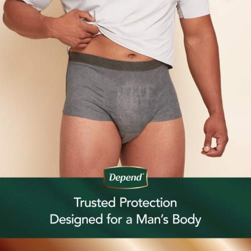 Depend Real Fit Maximum Absorbency Small/Medium Grey Incontinence Underwear for Men Perspective: left