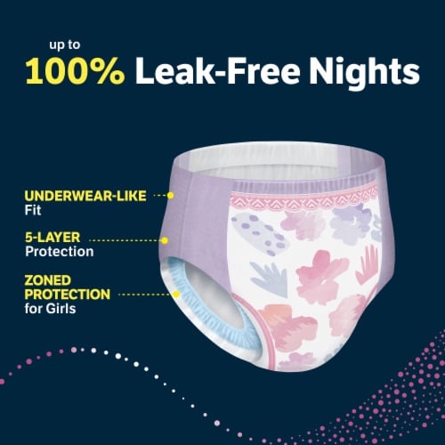 Goodnites Girls' Nighttime Bedwetting Underwear Size Extra Large (95-140 lbs) Perspective: left