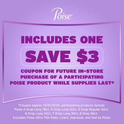 Poise Incontinence Pads for Women, 5 Drop Maximum Absorbency Perspective: left