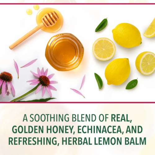 Ricola Cough Suppressant Throat Drops and Sore Throat Relief Honey Lemon with Echinacea Perspective: left