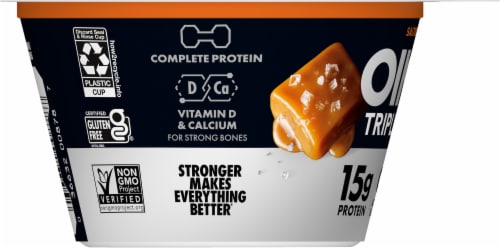 Oikos® Triple Zero Salted Caramel Blended Nonfat Greek Yogurt Perspective: left