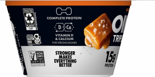 Oikos® Triple Zero Salted Caramel Blended Nonfat Greek Yogurt Perspective: left