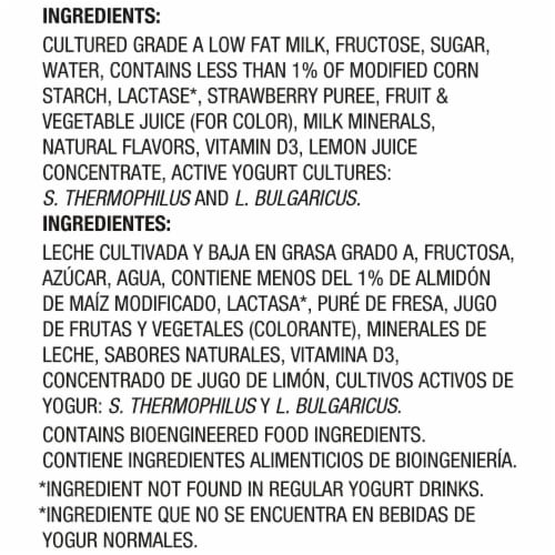 Dannon Nonfat Yogurt Strawberry Smoothie Bottle Perspective: left