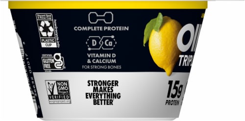 Oikos® Triple Zero Lemon Tart Greek Yogurt Cup Perspective: left