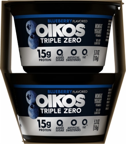 Oikos® Triple Zero Nonfat Blueberry Greek Yogurt Perspective: left