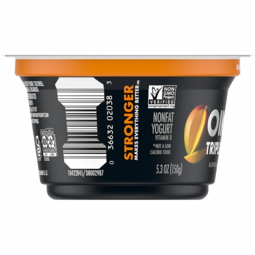 Oikos® Triple Zero Mango Blended Greek Nonfat Yogurt Perspective: left