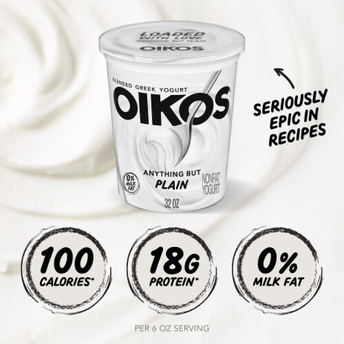 Oikos® Anything But Plain Nonfat Blended Greek Yogurt Tub Perspective: left