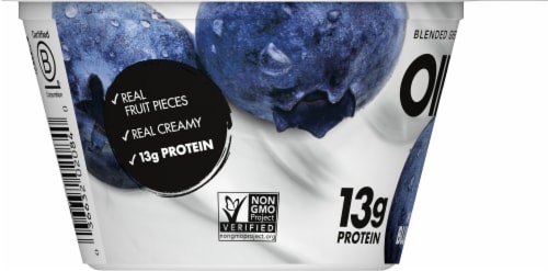 Oikos® Blueberry Blended Greek Yogurt Cup Perspective: left
