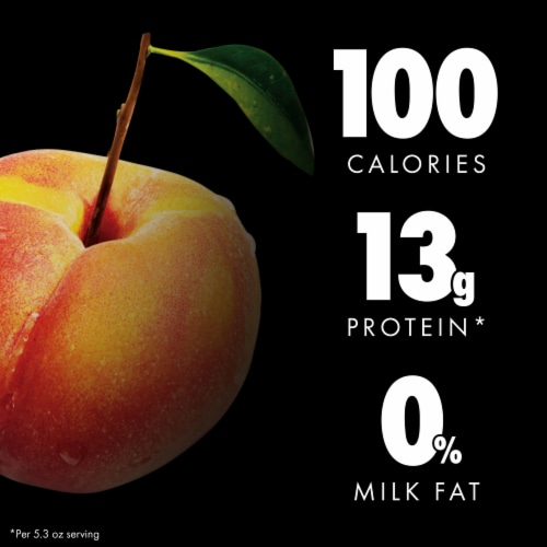 Oikos® Peach Blended Greek Yogurt Cup Perspective: left