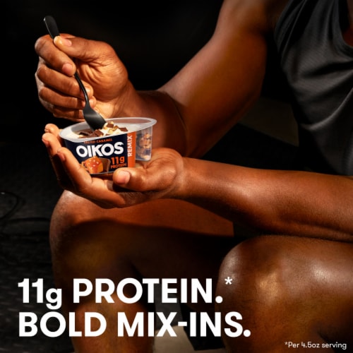 Oikos Mix-In Caramel Yogurt Cup Perspective: left