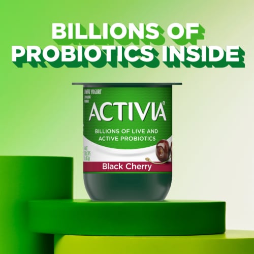 Activia Black Cherry Probiotic Low Fat Yogurt Cups Perspective: left