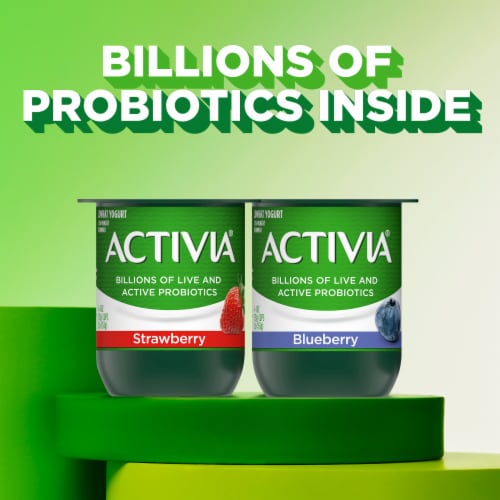 Activia Probiotic Strawberry & Blueberry Variety Pack Yogurt Cups Perspective: left
