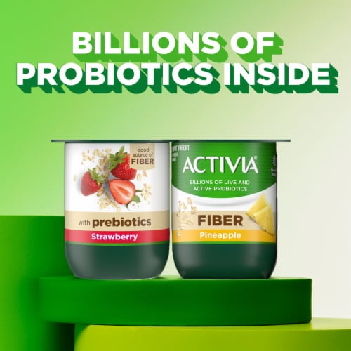 Activia Strawberry and Pineapple Probiotic Low Fat Yogurt Cups Perspective: left