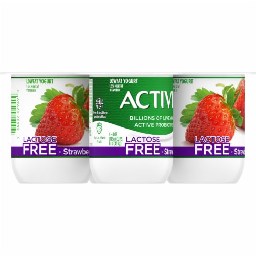 Activa® Lactose Free Strawberry Probiotic Lowfat Yogurt Perspective: left