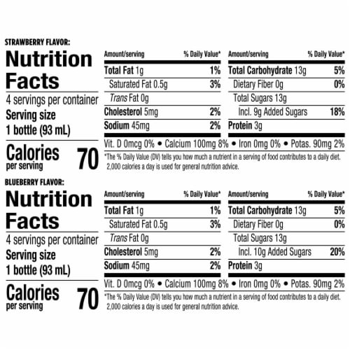 DanActive Probiotic Dailies Blueberry and Strawberry Low Fat Yogurt Drinks Perspective: left