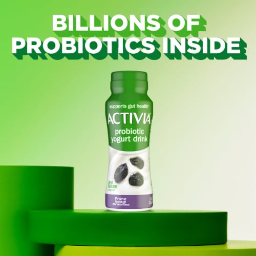 Activia Probiotic Prune Dairy Drink Bottle Perspective: left
