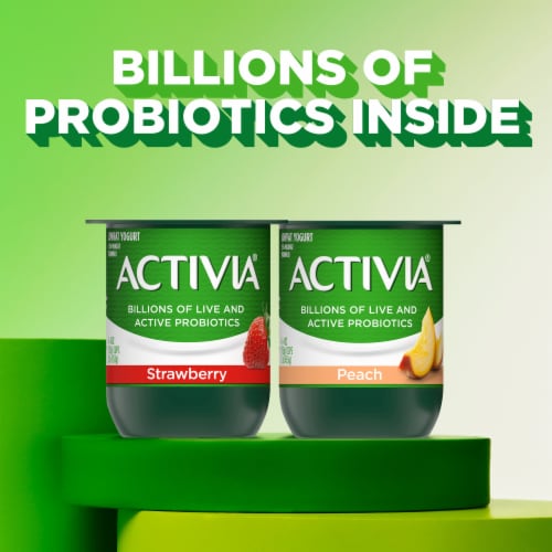 Activa® Probiotic Peach & Strawberry Variety Pack Yogurt Cups Perspective: left