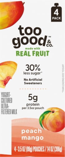 Too Good & Co.™ Peach Mango Kids Whole Milk Yogurt Pouches Perspective: left