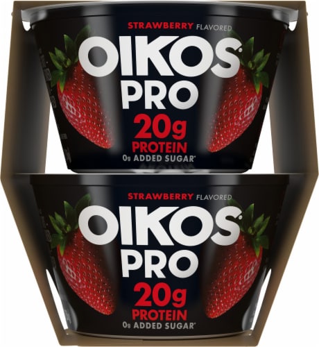 Oikos Pro® Strawberry Flavored Yogurt Cups Perspective: left