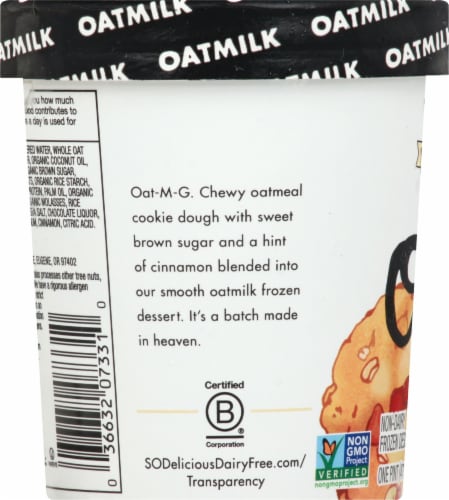 SO Delicious® Dairy Free Oatmeal Cookie with Oat Milk Base Frozen Dessert Pint Perspective: left