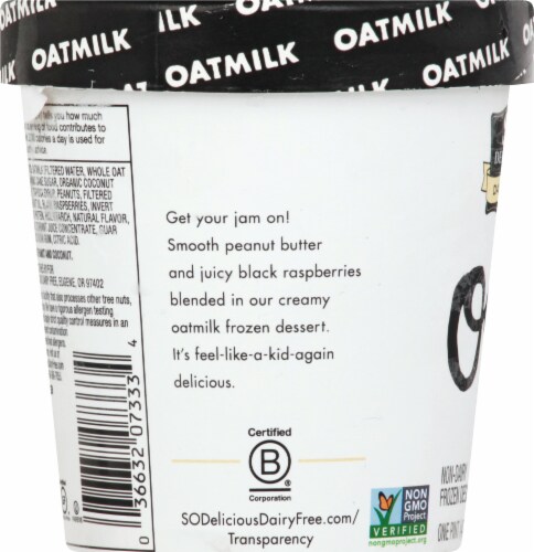 SO Delicious® Oatmilk Peanut Butter and Raspberry Frozen Dessert Perspective: left