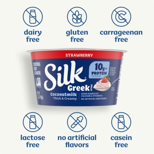 Silk Strawberry Dairy Free Coconut Milk Greek Yogurt Cup Perspective: left