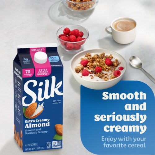 Silk® Extra Creamy Unsweet Almond Milk Perspective: left