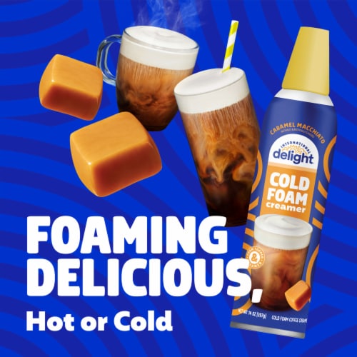 International Delight Caramel Macchiato Cold Foam Creamer Can Perspective: left
